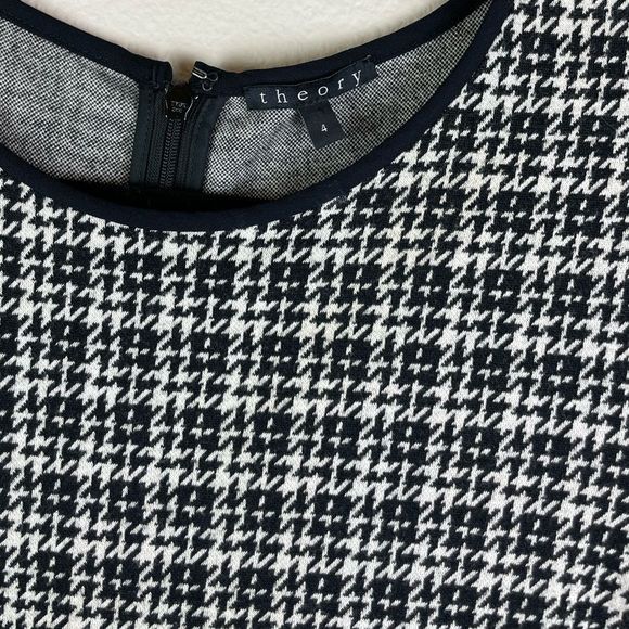 Theory Womens Black White Houndstooth Blend Nikay Moda Mini Dress - Picture 5 of 5